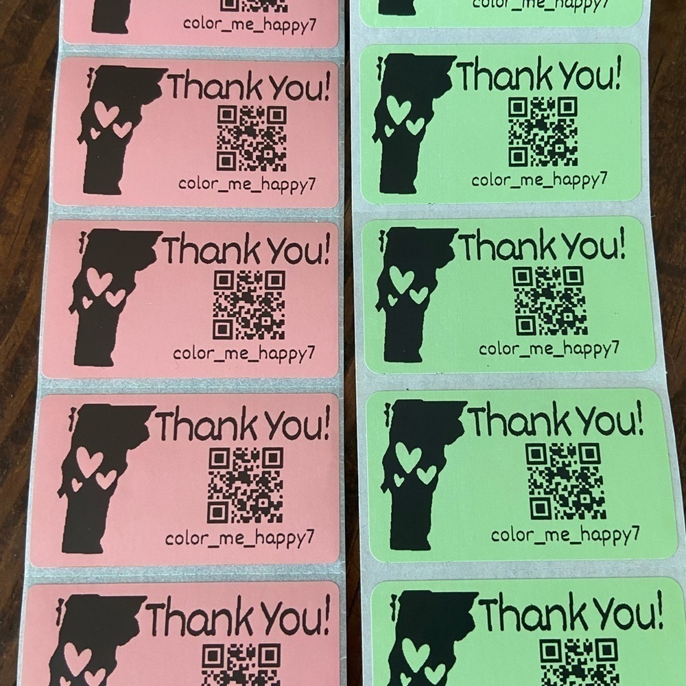100 Personalized Thank You Thermal Stickers Your State and Closet Name /…